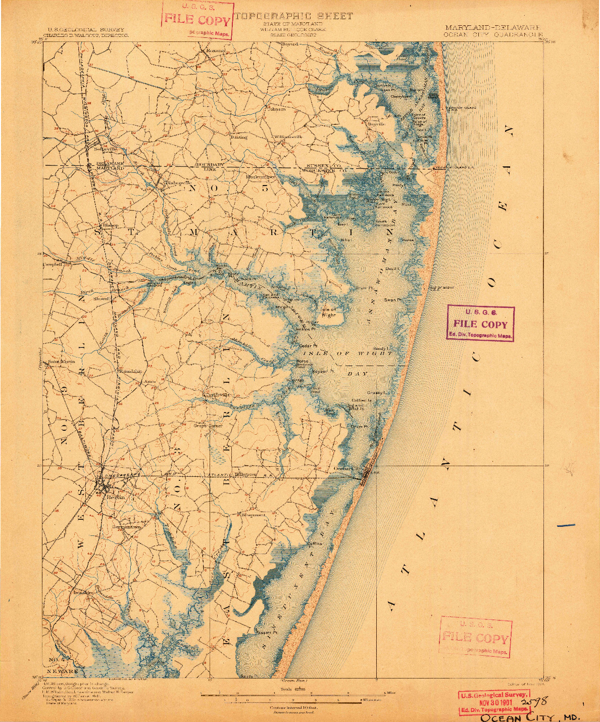 USGS 1:62500-SCALE QUADRANGLE FOR OCEAN CITY, MD 1901