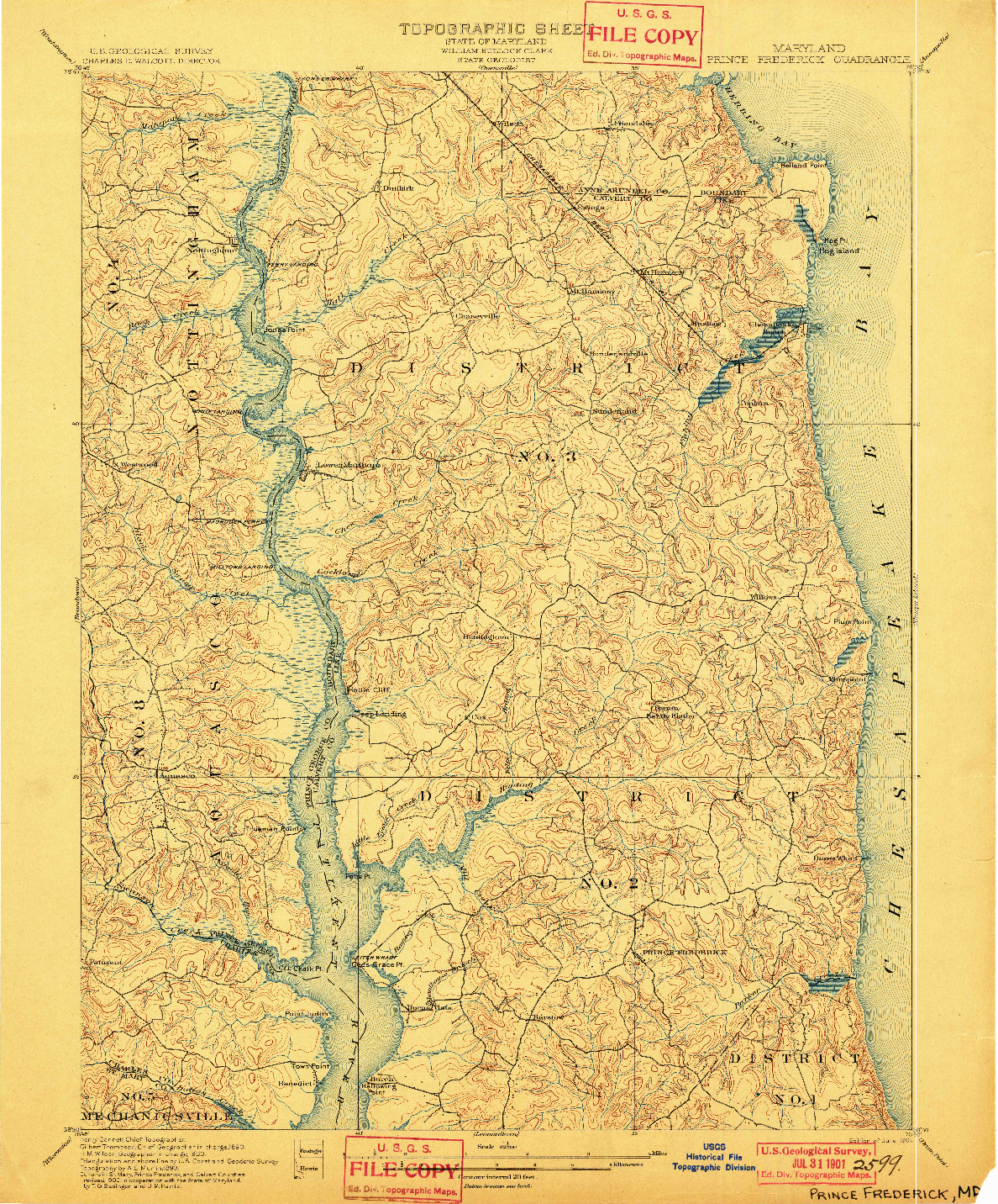 USGS 1:62500-SCALE QUADRANGLE FOR PRINCE FREDERICK, MD 1901
