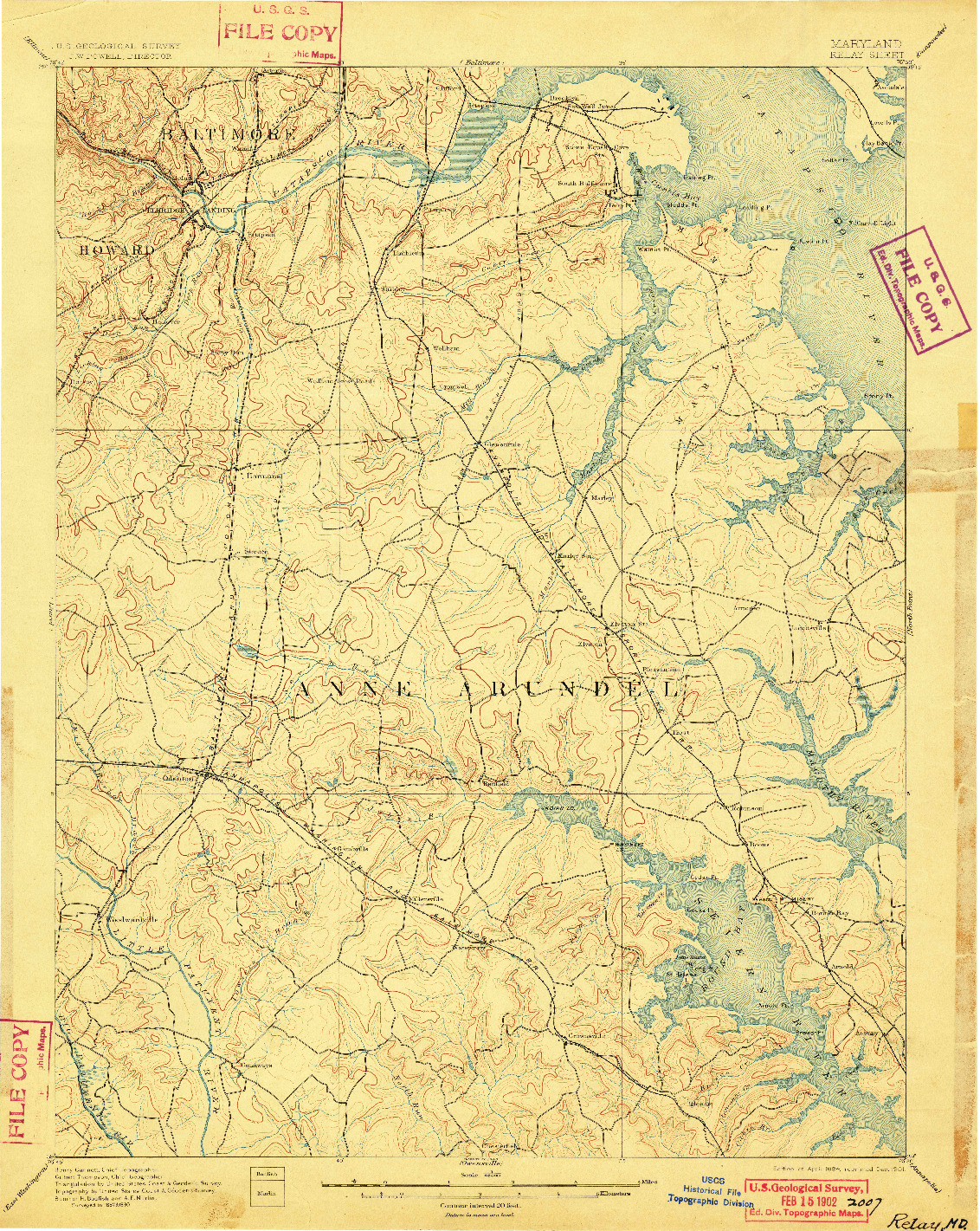 USGS 1:62500-SCALE QUADRANGLE FOR RELAY, MD 1894