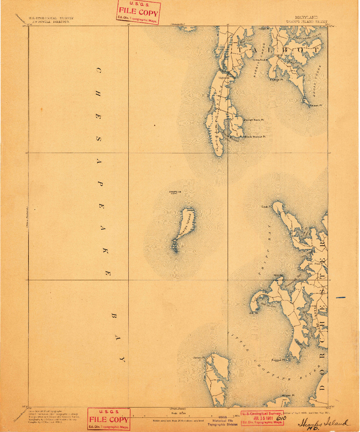 USGS 1:62500-SCALE QUADRANGLE FOR SHARPS ISLAND, MD 1893