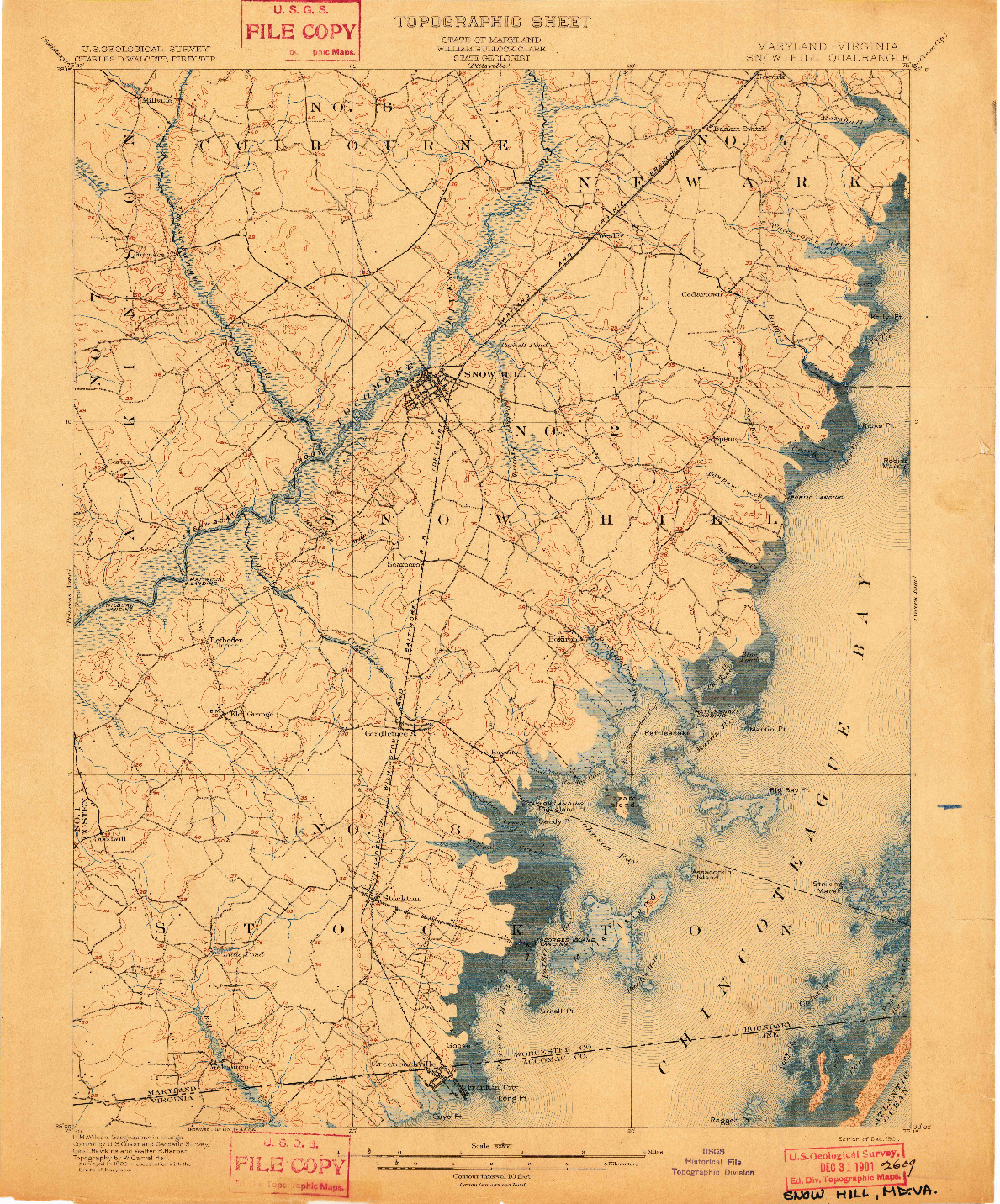 USGS 1:62500-SCALE QUADRANGLE FOR SNOW HILL, MD 1901