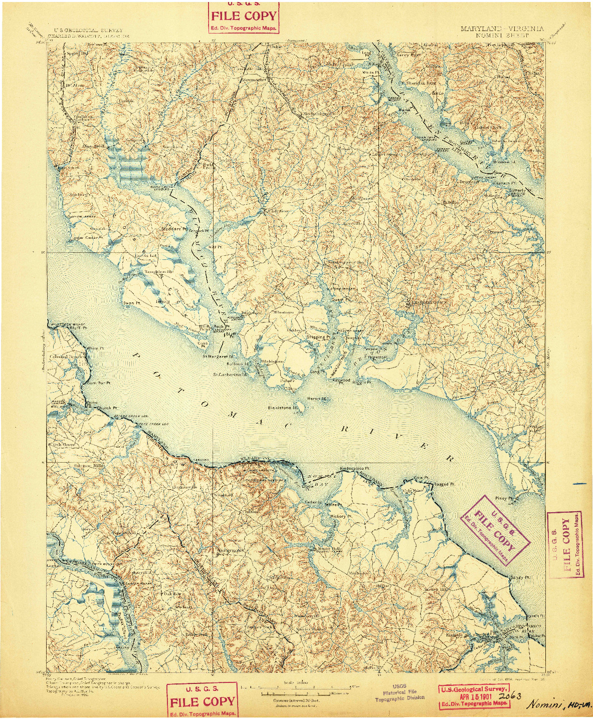 USGS 1:125000-SCALE QUADRANGLE FOR NOMINI, MD 1898