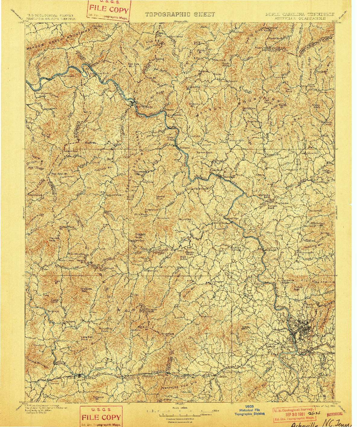 USGS 1:125000-SCALE QUADRANGLE FOR ASHEVILLE, NC 1901