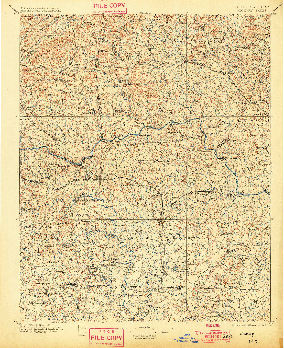 USGS 1:125000-SCALE QUADRANGLE FOR HICKORY, NC 1895