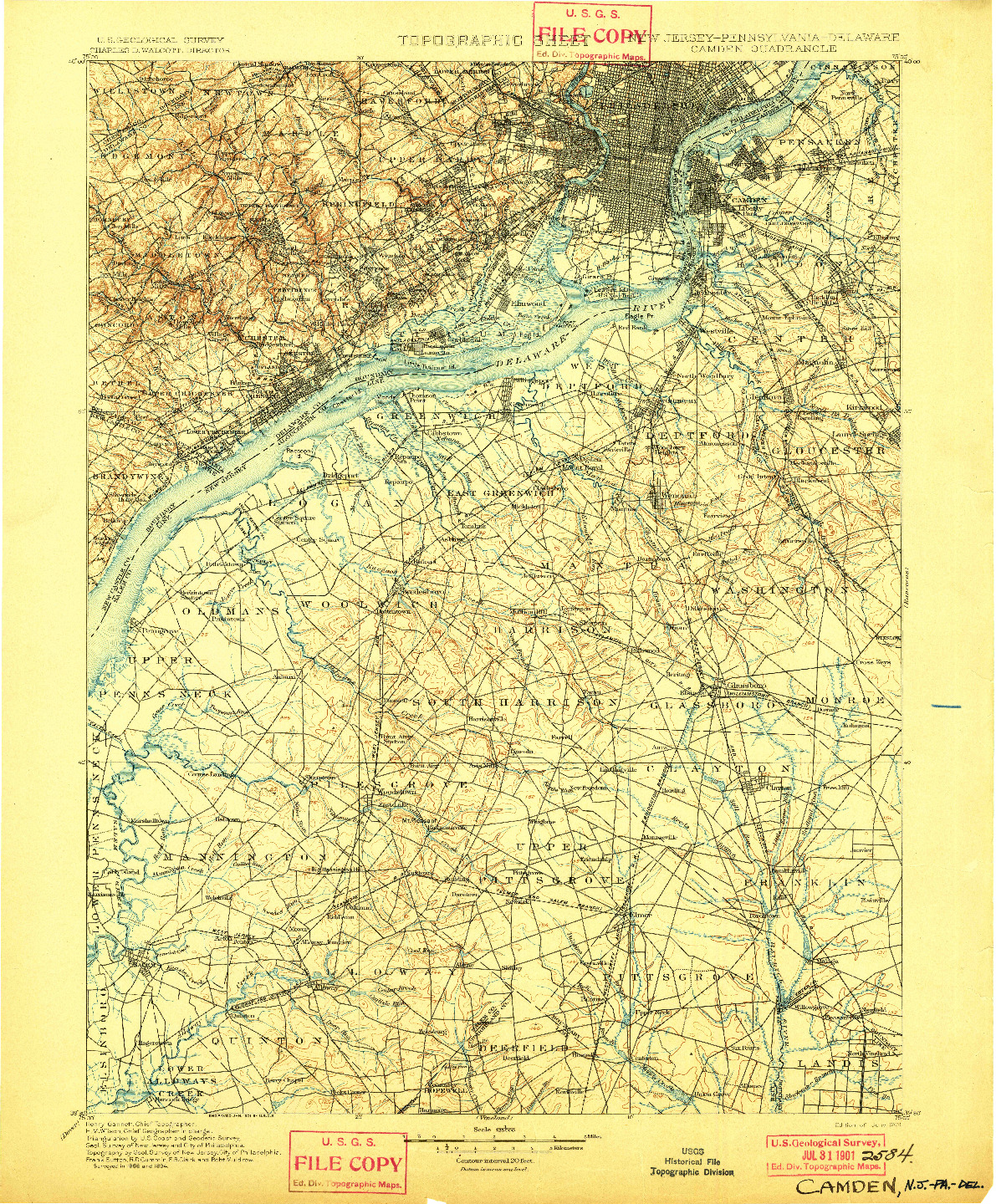 USGS 1:125000-SCALE QUADRANGLE FOR CAMDEN, NJ 1901