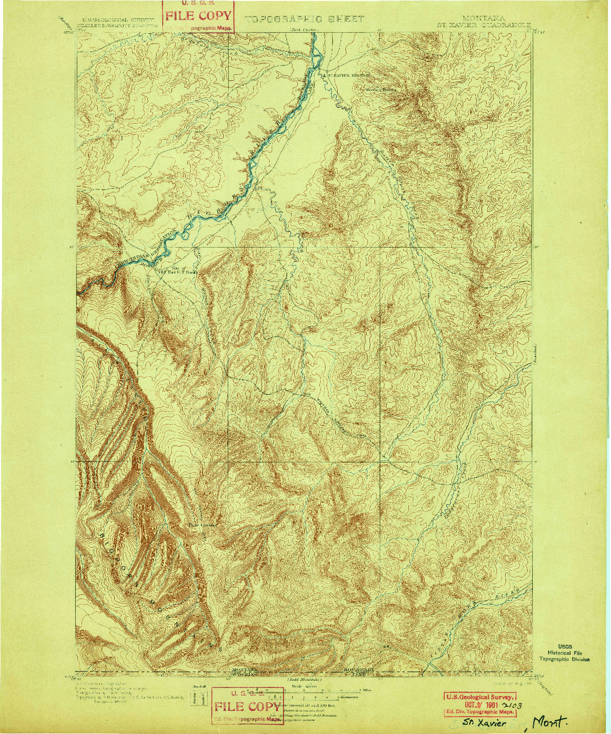 USGS 1:125000-SCALE QUADRANGLE FOR ST. XAVIER, MT 1901