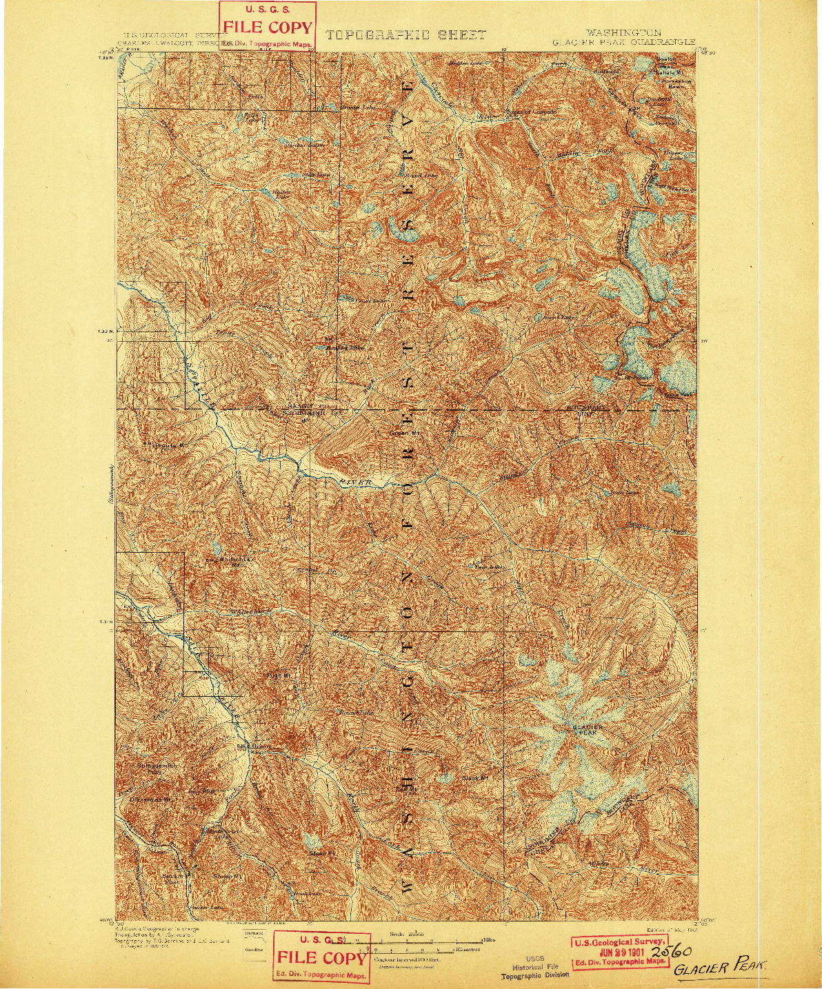 USGS 1:125000-SCALE QUADRANGLE FOR GLACIER PEAK, WA 1901