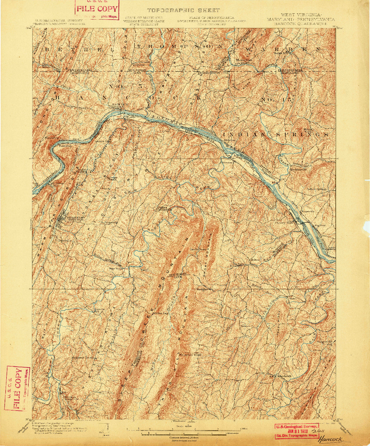 USGS 1:62500-SCALE QUADRANGLE FOR HANCOCK, WV 1901