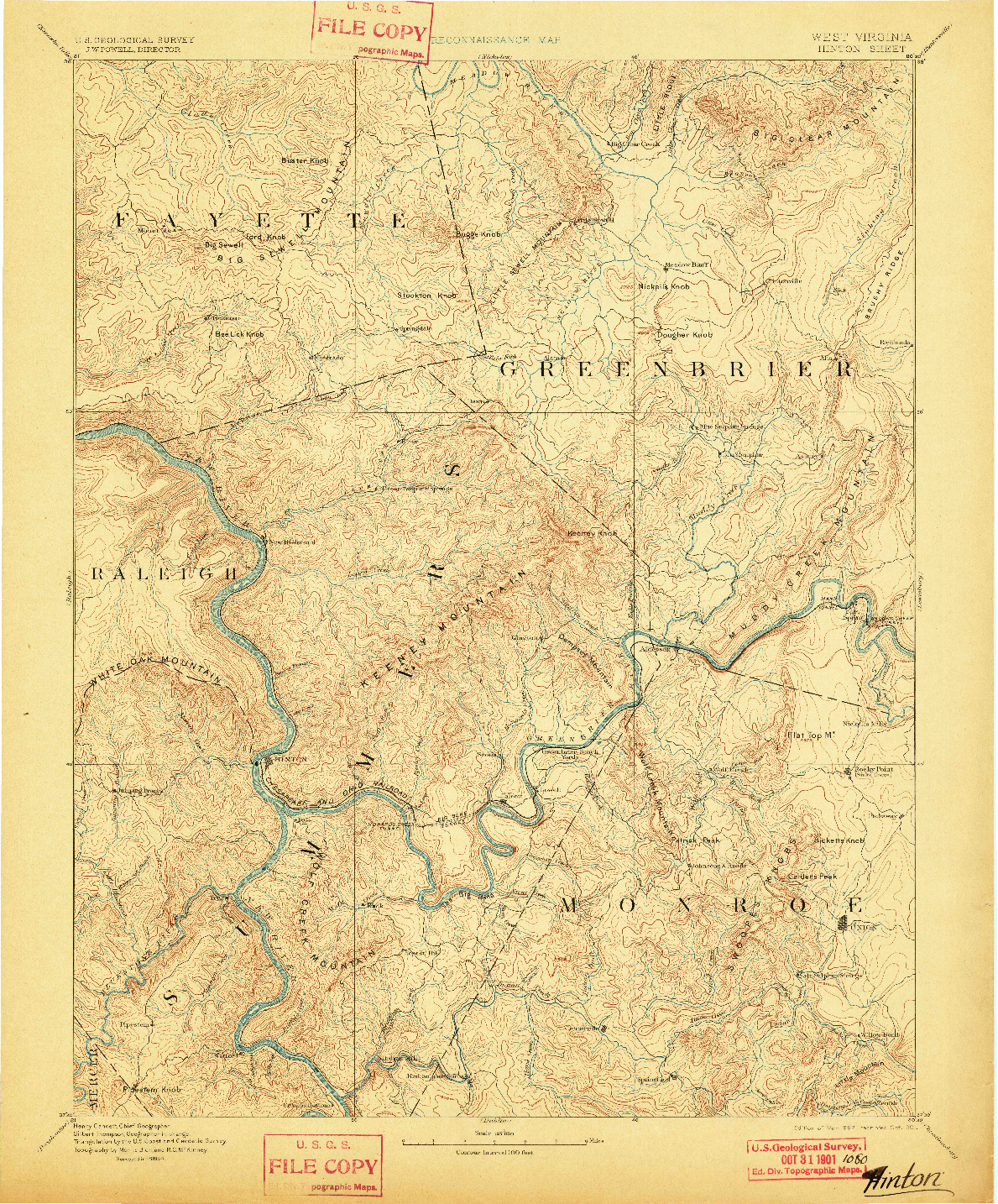 USGS 1:125000-SCALE QUADRANGLE FOR HINTON, WV 1892