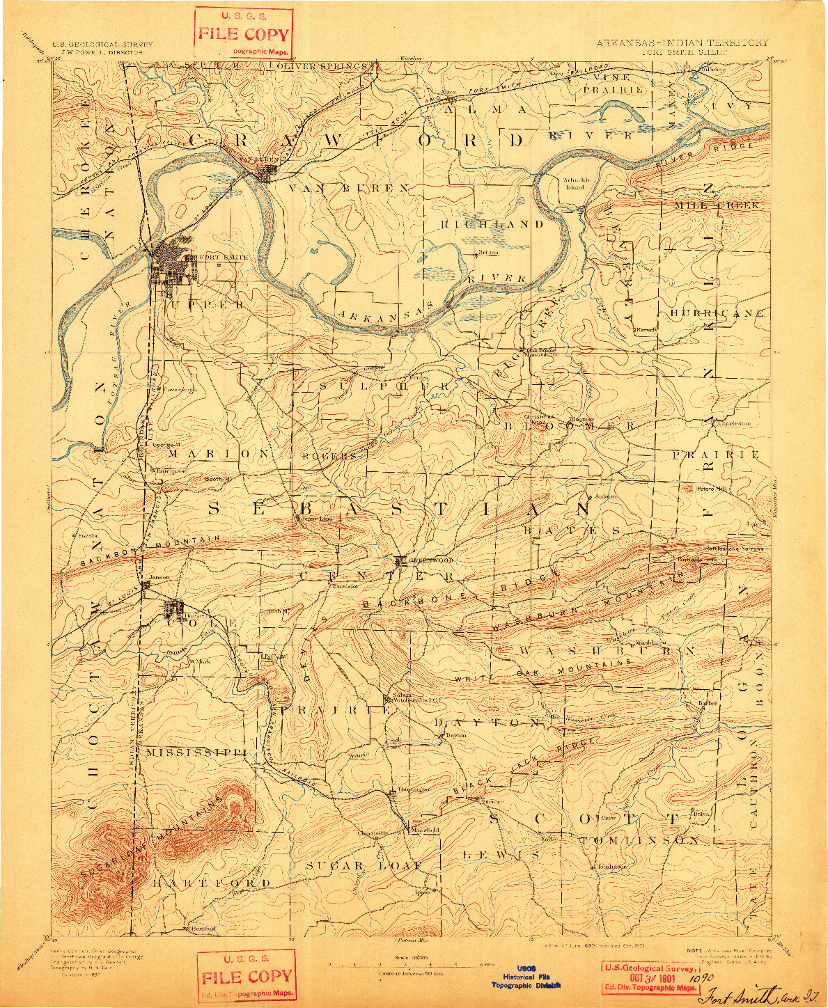 USGS 1:125000-SCALE QUADRANGLE FOR FORT SMITH, AR 1890