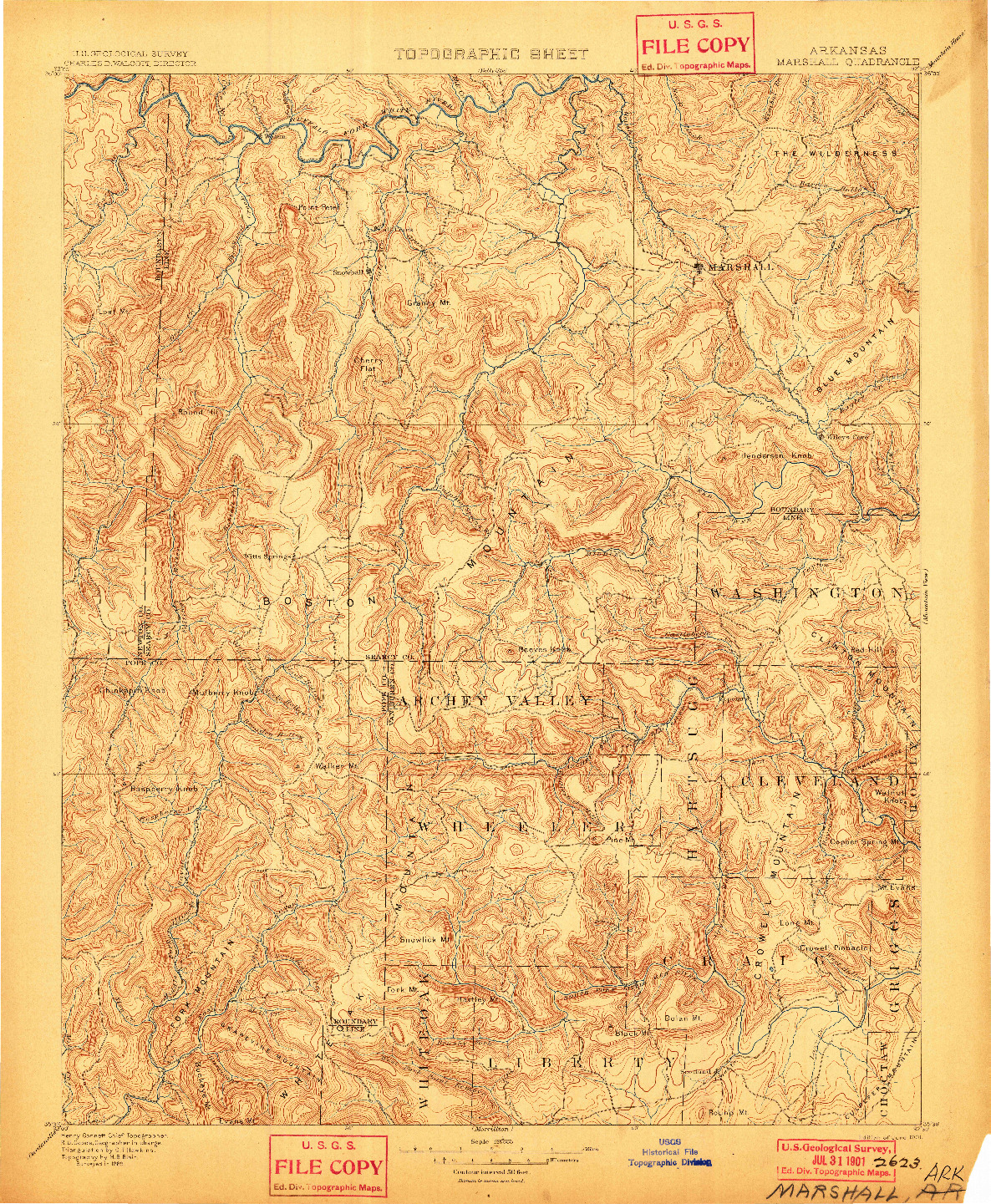 USGS 1:125000-SCALE QUADRANGLE FOR MARSHALL, AR 1901