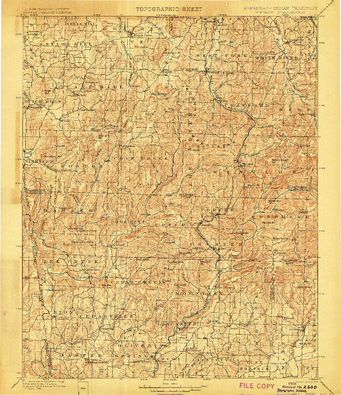 USGS 1:125000-SCALE QUADRANGLE FOR WINSLOW, AR 1901