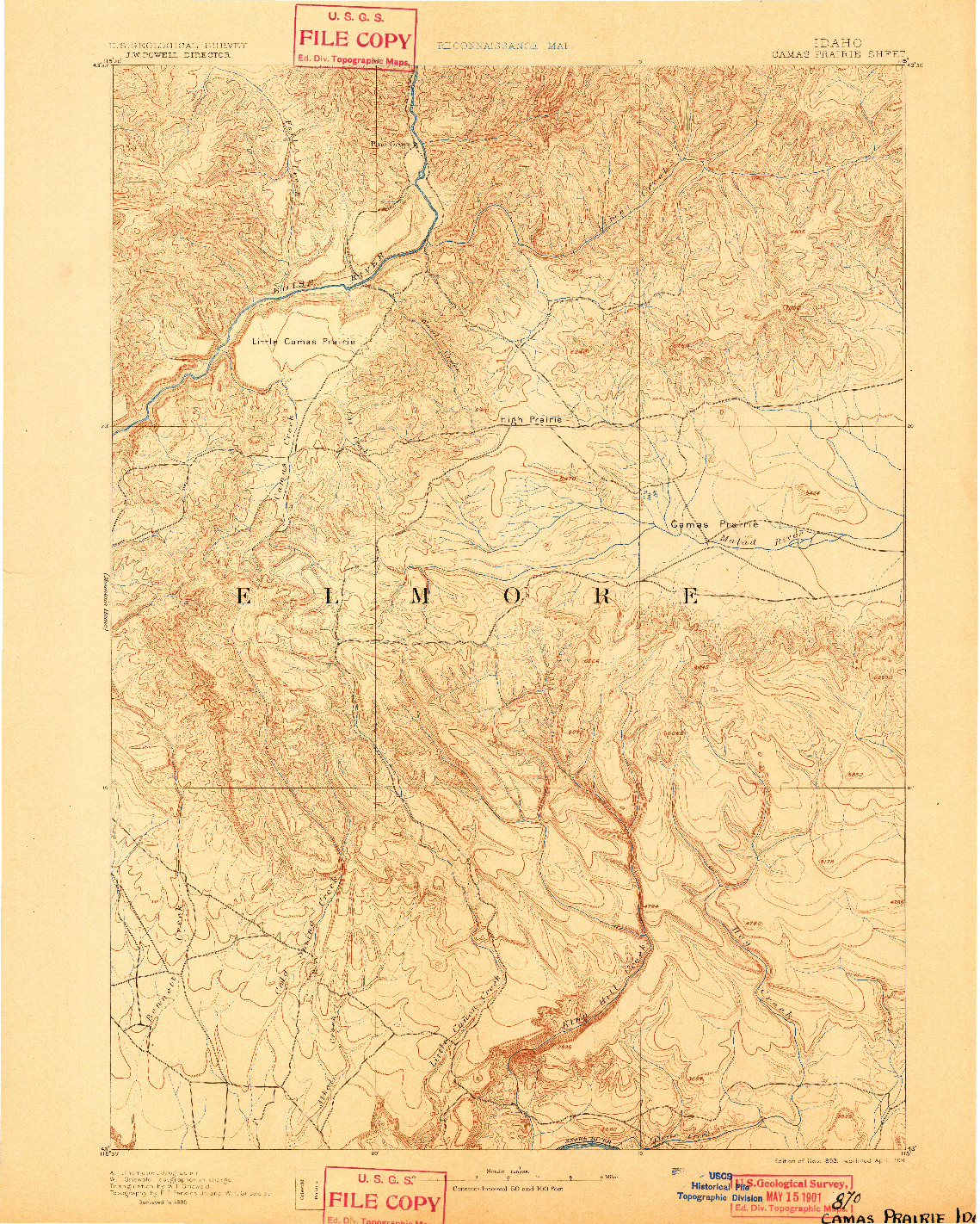 USGS 1:125000-SCALE QUADRANGLE FOR CAMAS PRAIRIE, ID 1893