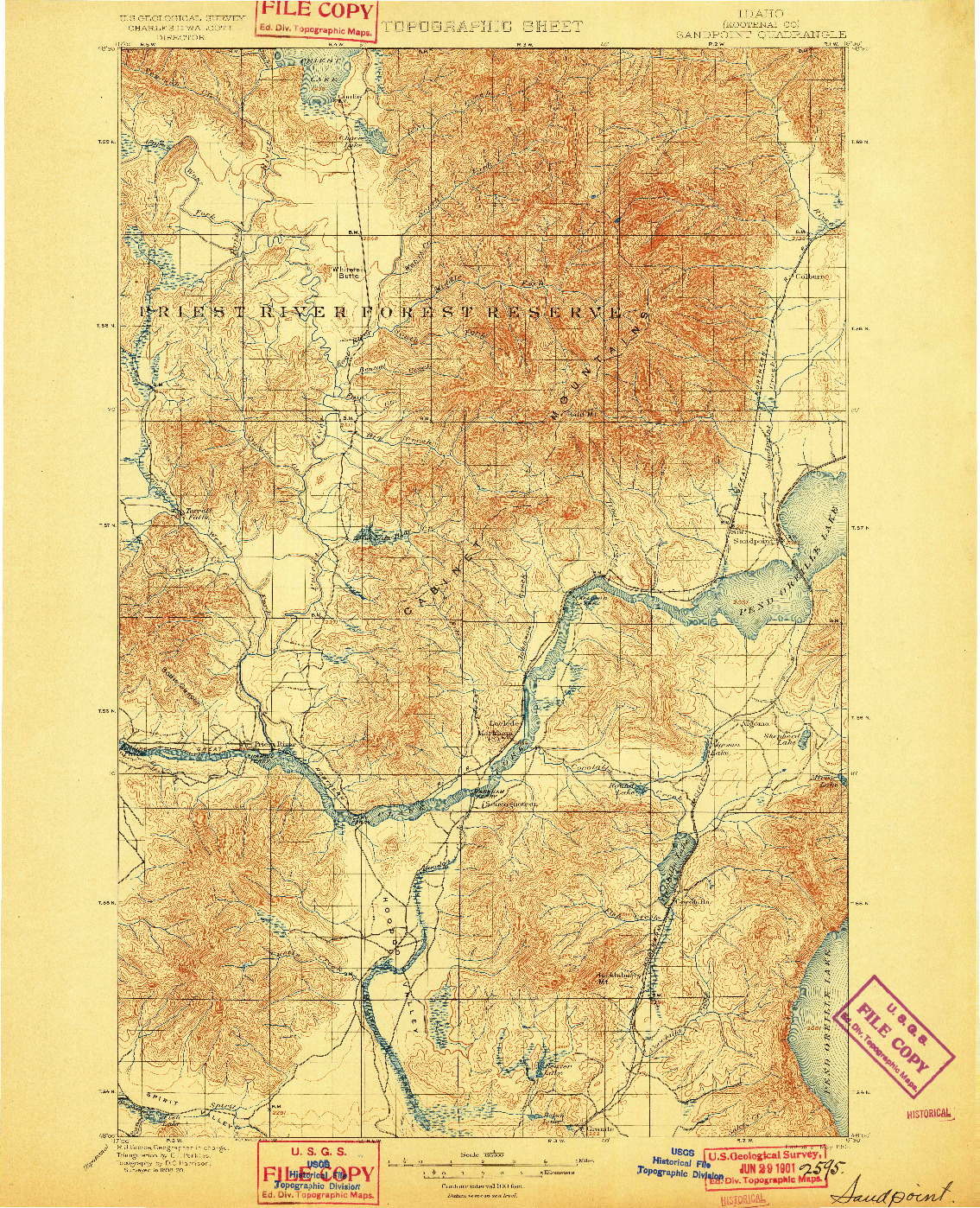 USGS 1:125000-SCALE QUADRANGLE FOR SANDPOINT, ID 1901