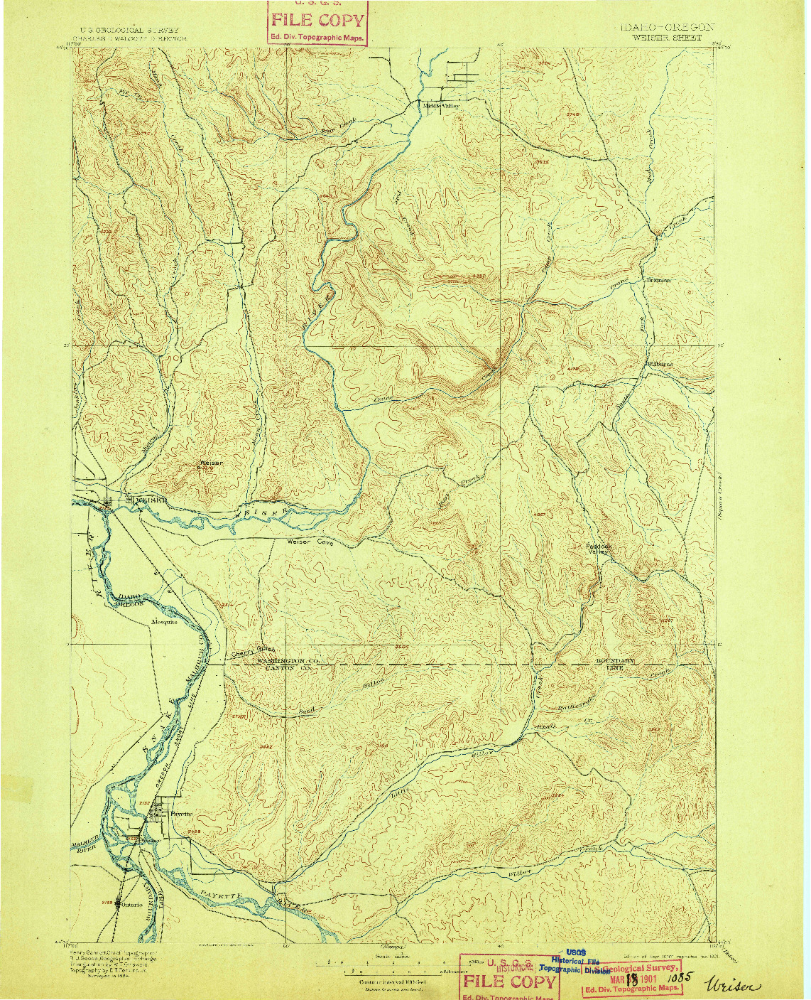 USGS 1:125000-SCALE QUADRANGLE FOR WEISER, ID 1897