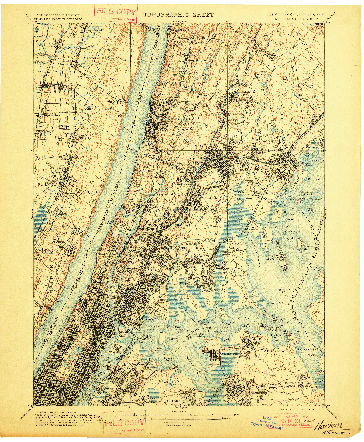 USGS 1:62500-SCALE QUADRANGLE FOR HARLEM, NY 1900