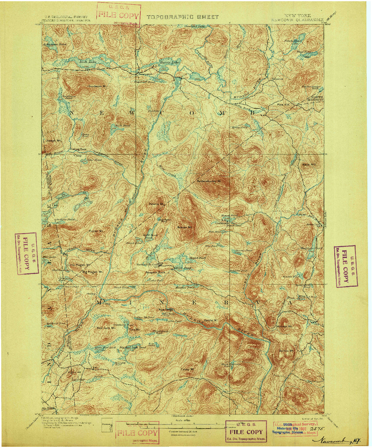 USGS 1:62500-SCALE QUADRANGLE FOR NEWCOMB, NY 1901