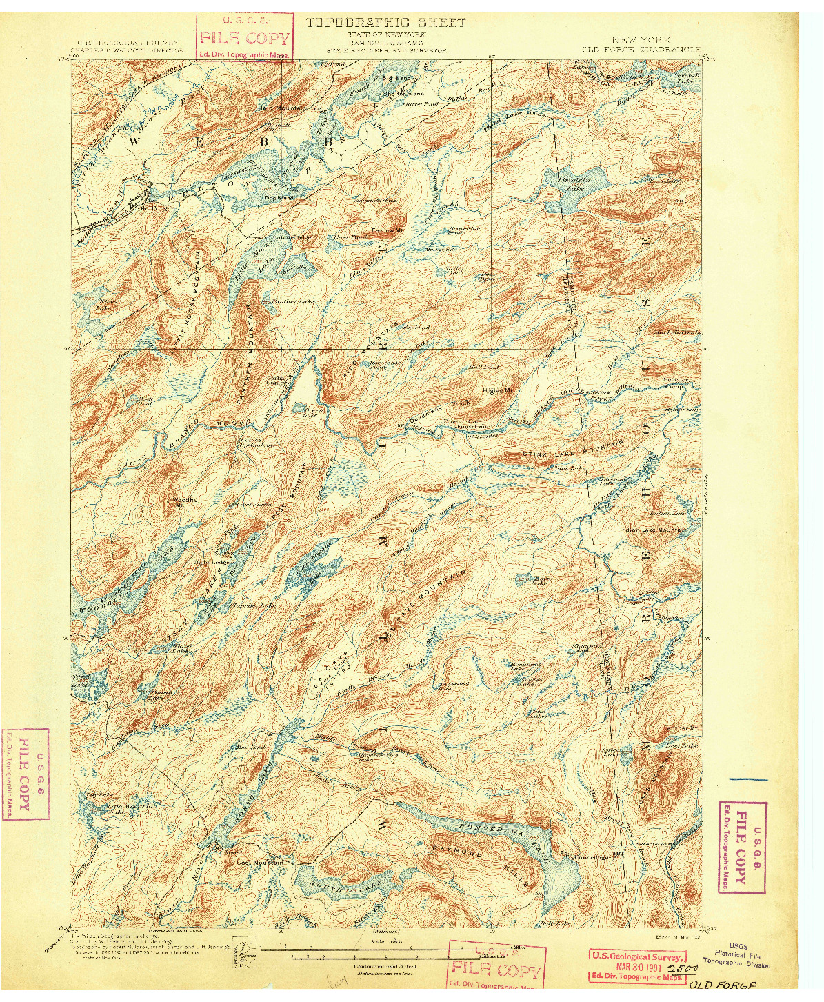 USGS 1:62500-SCALE QUADRANGLE FOR OLD FORGE, NY 1901