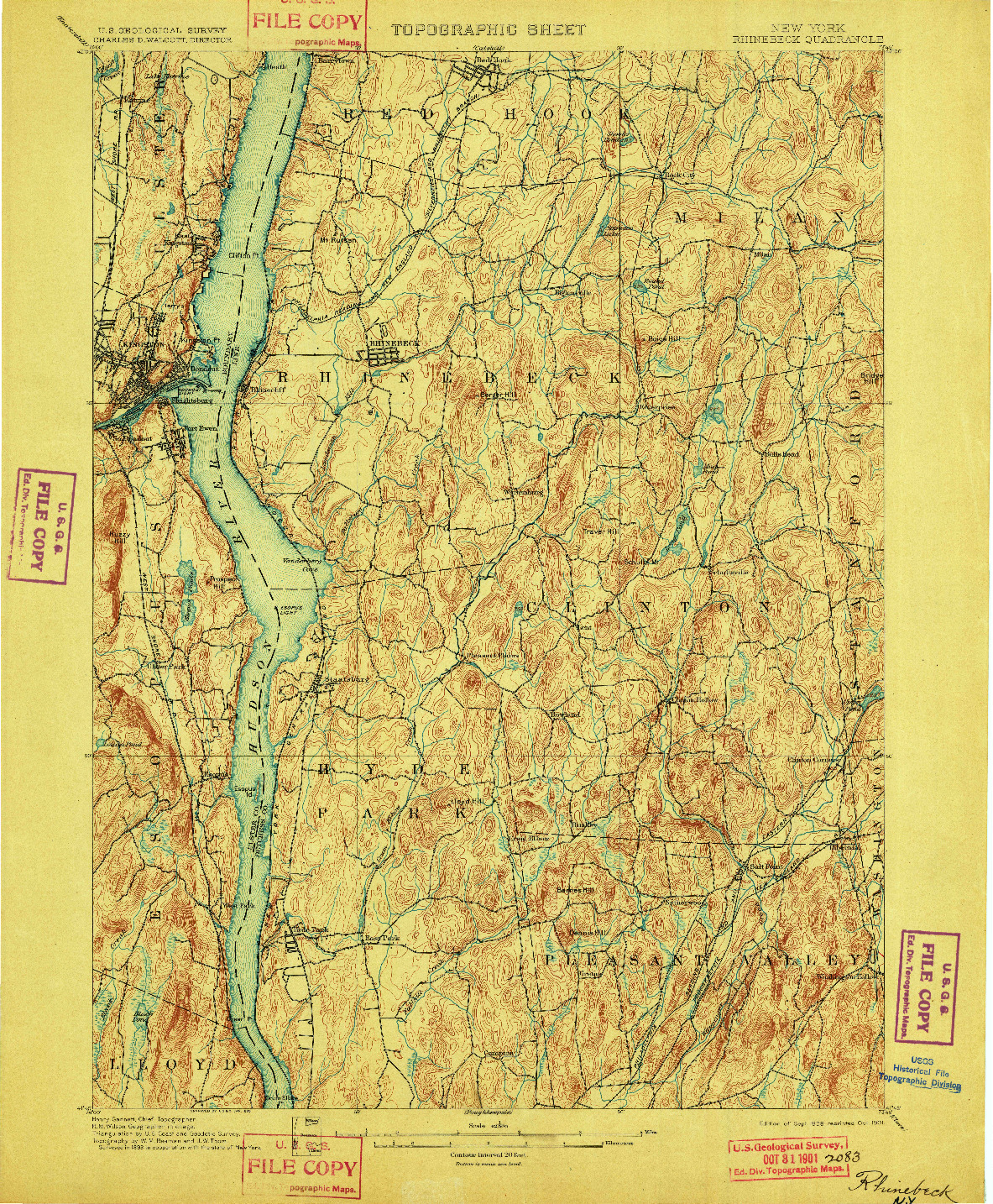 USGS 1:62500-SCALE QUADRANGLE FOR RHINEBECK, NY 1898