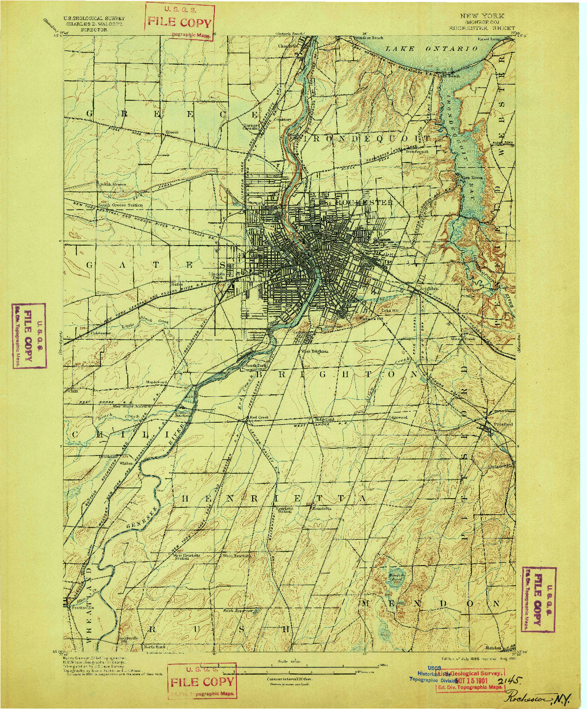 USGS 1:62500-SCALE QUADRANGLE FOR ROCHESTER, NY 1898