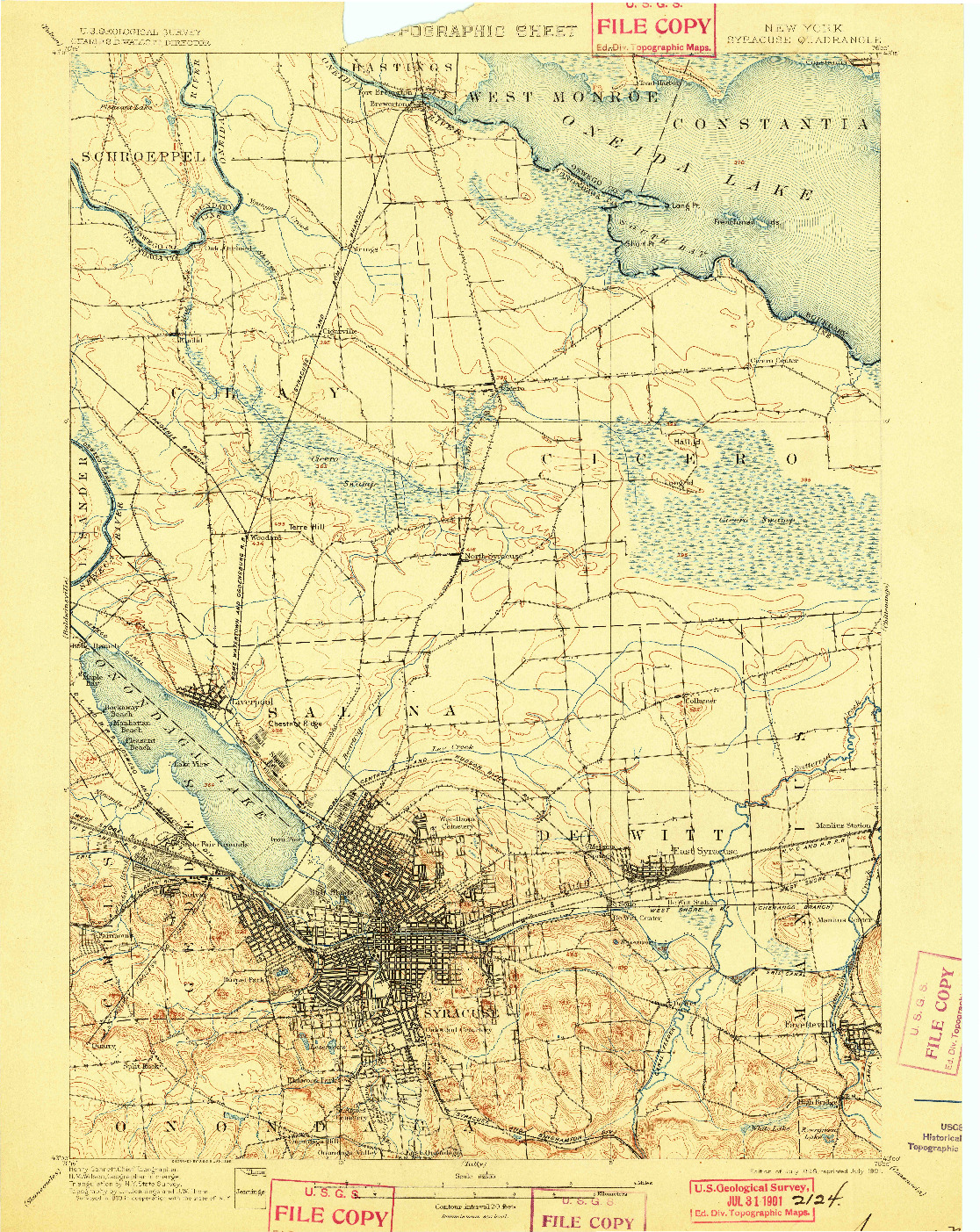 USGS 1:62500-SCALE QUADRANGLE FOR SYRACUSE, NY 1898