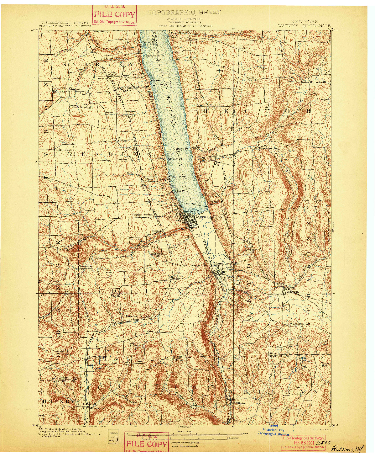 USGS 1:62500-SCALE QUADRANGLE FOR WATKINS, NY 1901