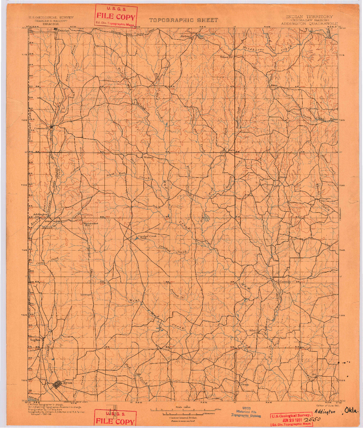 USGS 1:125000-SCALE QUADRANGLE FOR ADDINGTON, IT 1901