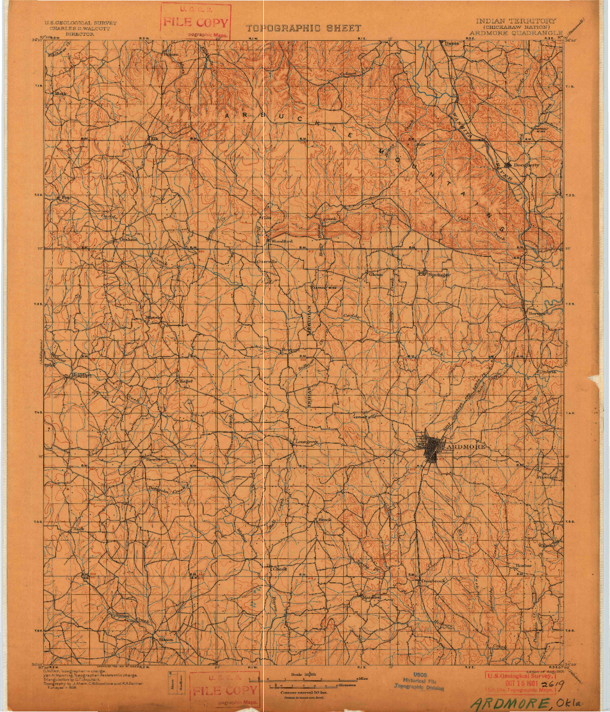 USGS 1:125000-SCALE QUADRANGLE FOR ARDMORE, IT 1901