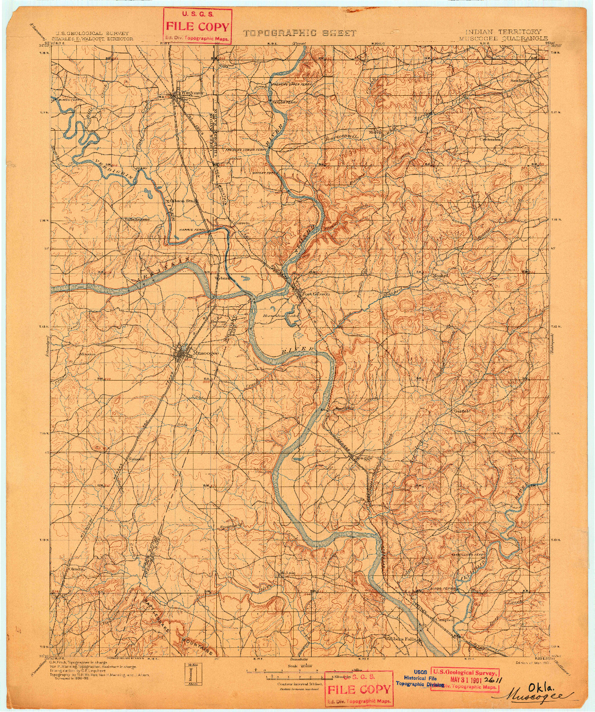 USGS 1:125000-SCALE QUADRANGLE FOR MUSCOGEE, IT 1901
