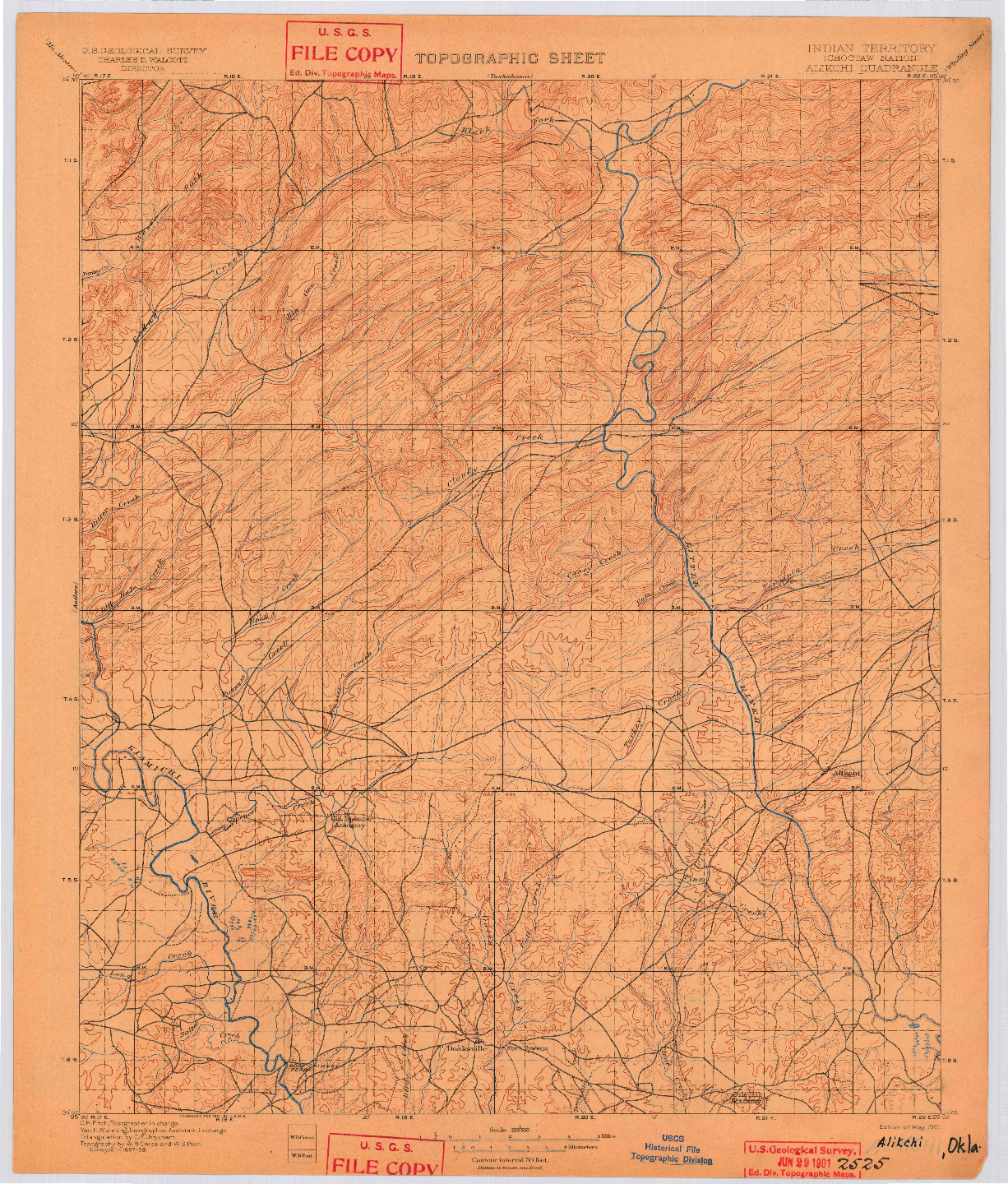 USGS 1:125000-SCALE QUADRANGLE FOR ALIKCHI, OK 1901