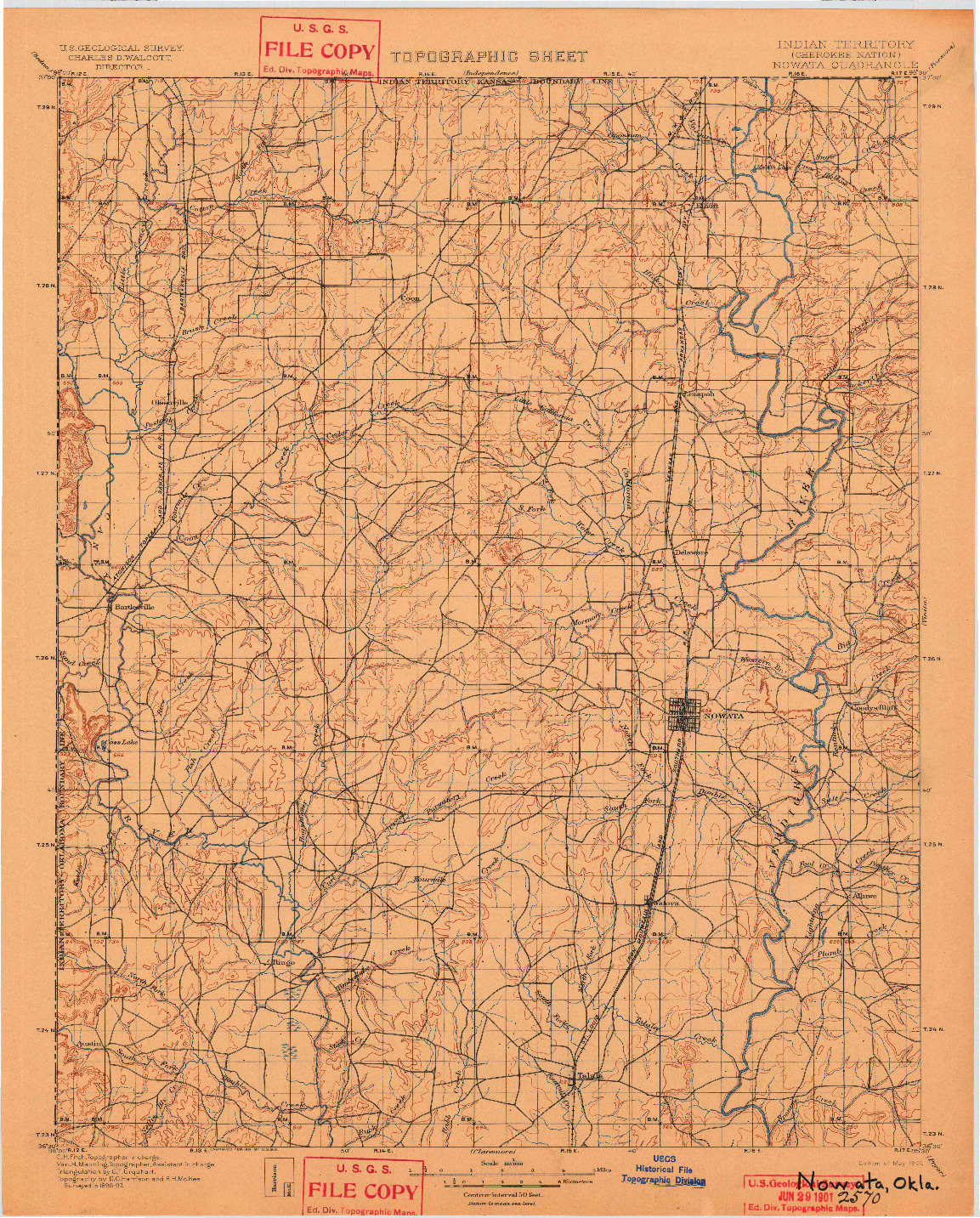 USGS 1:125000-SCALE QUADRANGLE FOR NOWATA, OK 1901