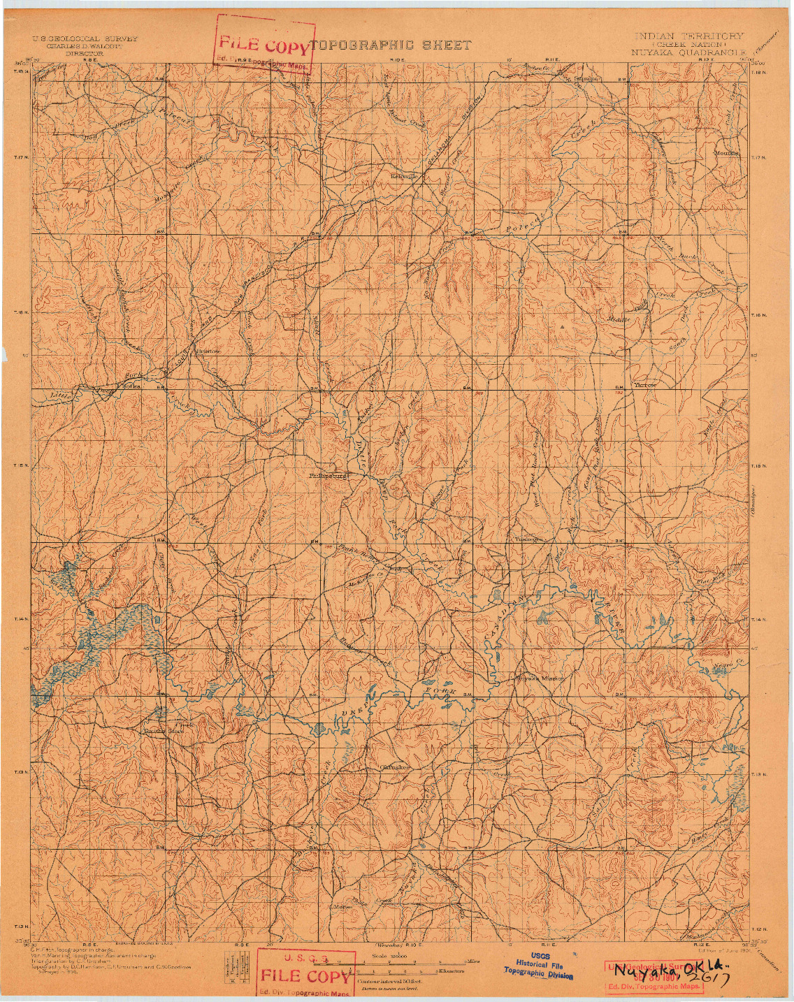 USGS 1:125000-SCALE QUADRANGLE FOR NUYAKA, OK 1901