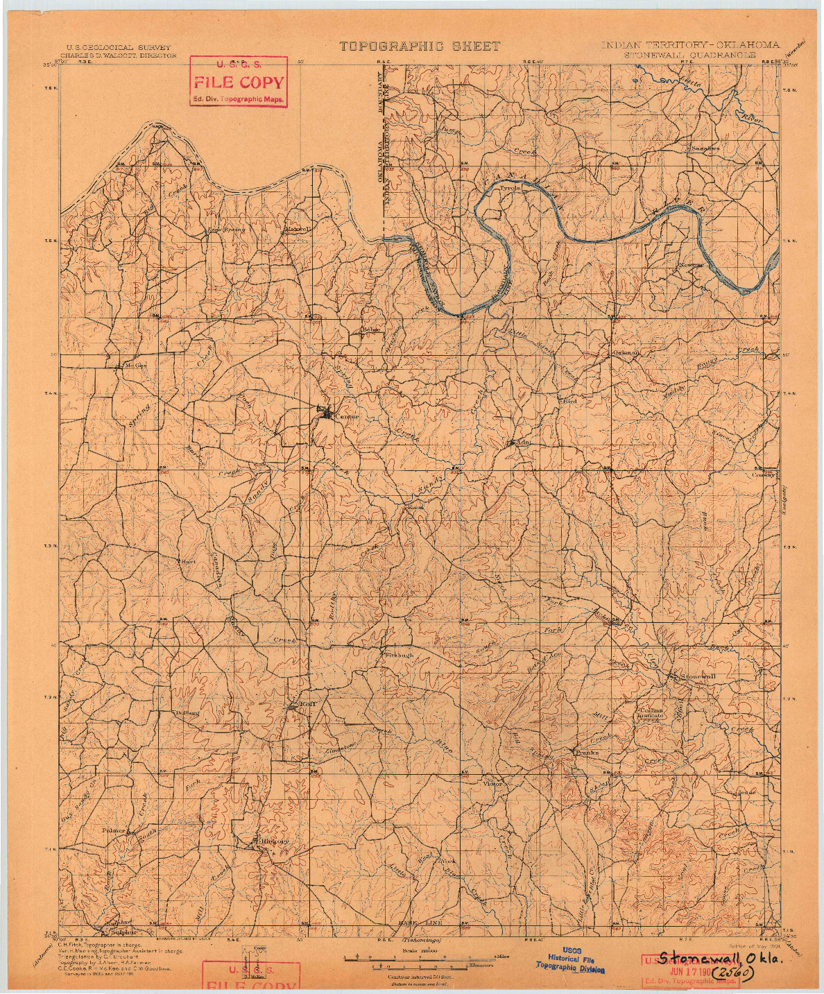 USGS 1:125000-SCALE QUADRANGLE FOR STONEWALL, OK 1901