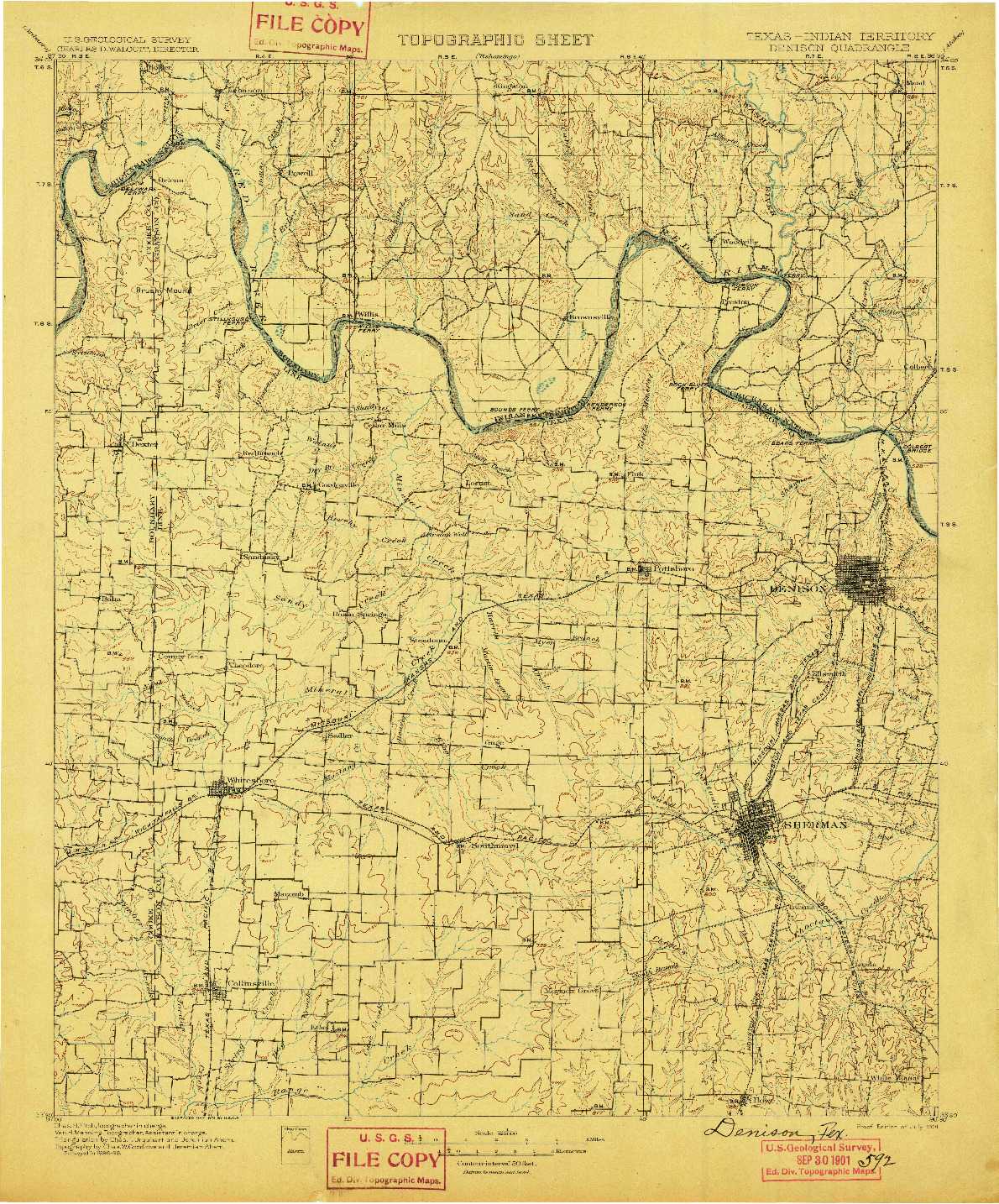 USGS 1:125000-SCALE QUADRANGLE FOR DENISON, TX 1901