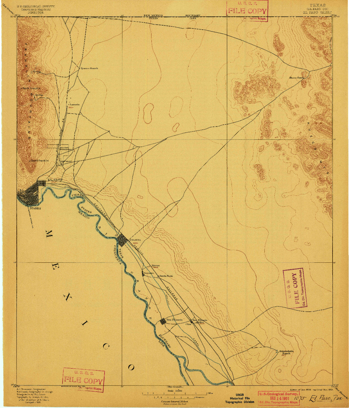 USGS 1:125000-SCALE QUADRANGLE FOR EL PASO, TX 1896