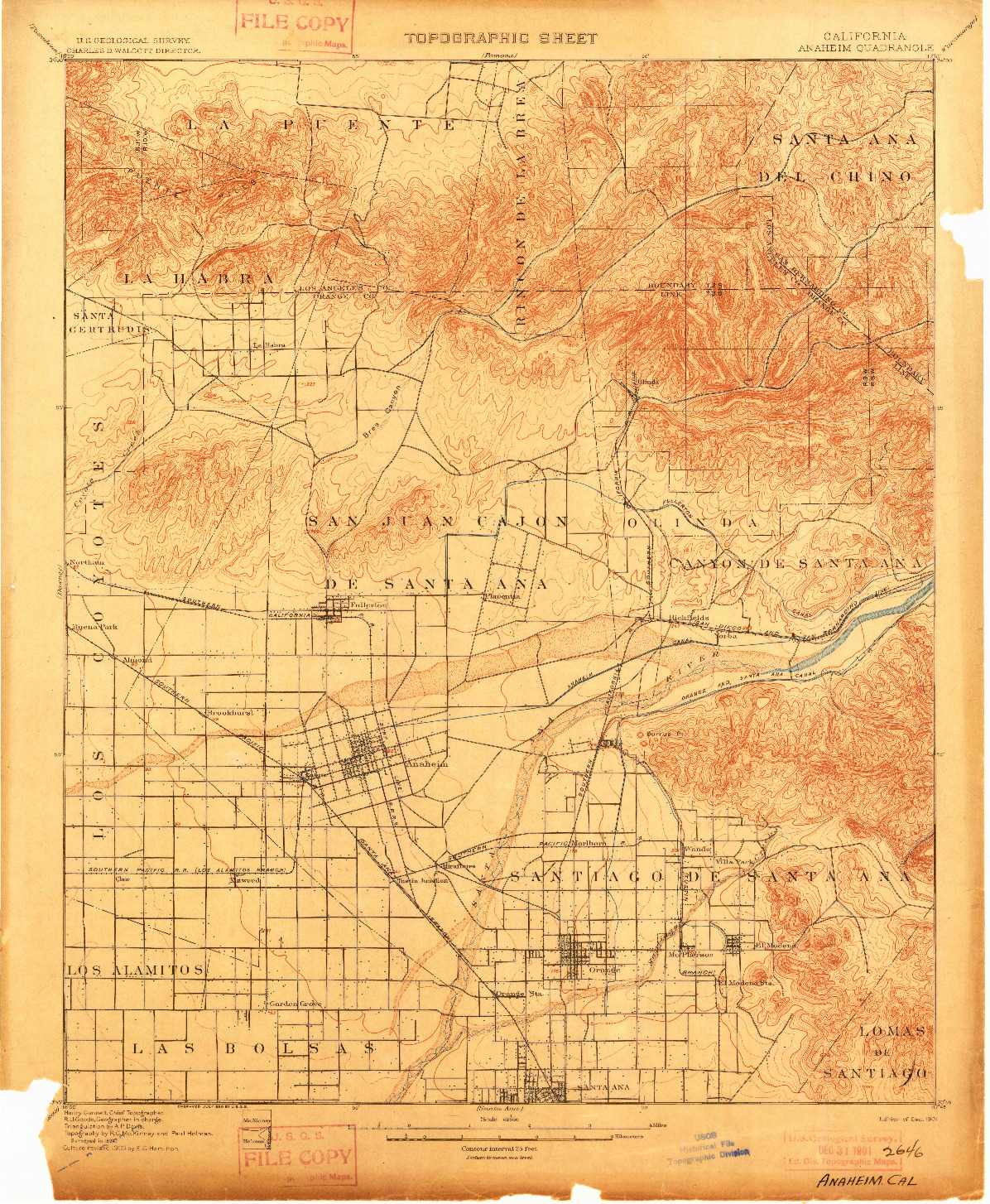 USGS 1:62500-SCALE QUADRANGLE FOR ANAHEIM, CA 1901