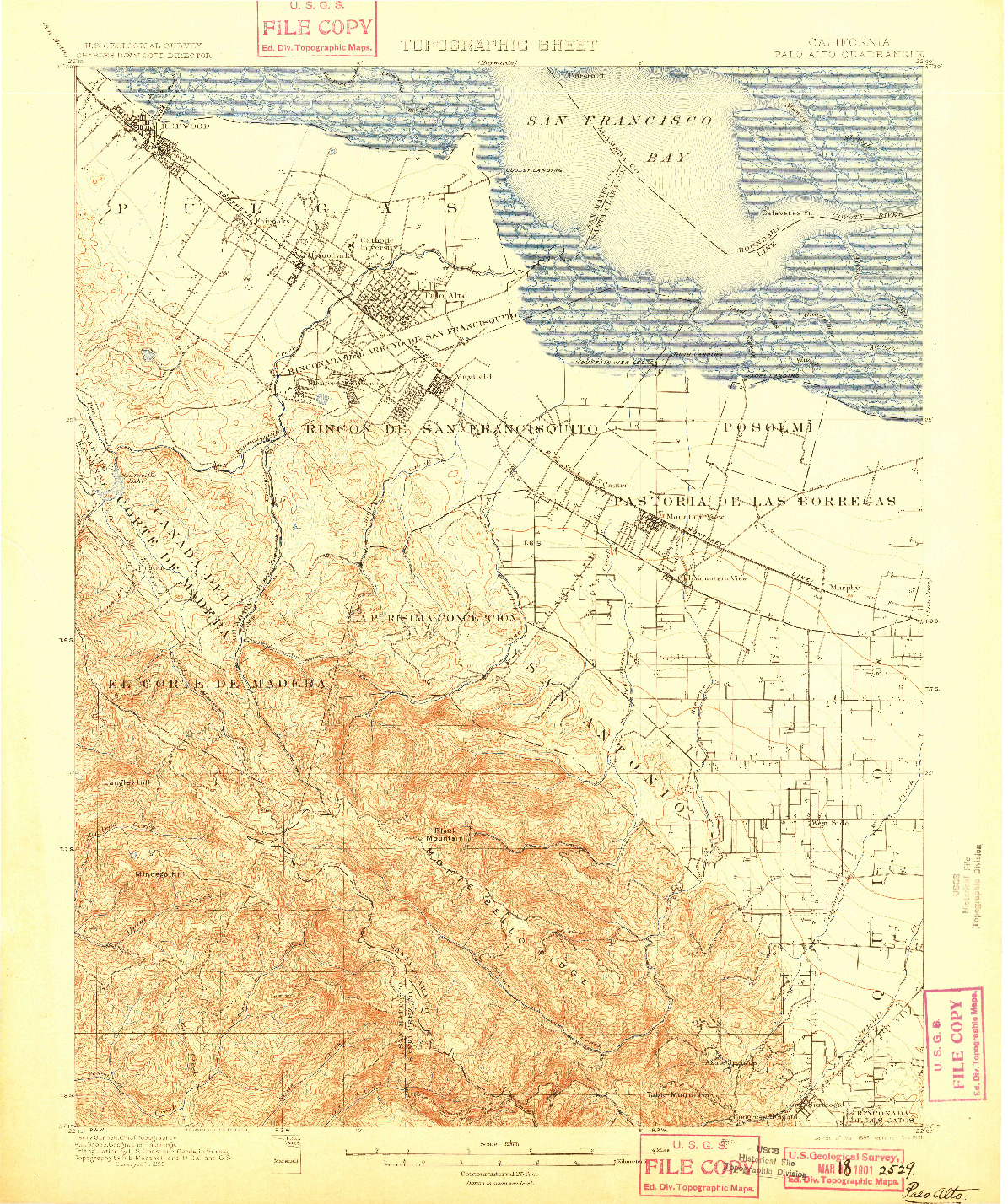 USGS 1:62500-SCALE QUADRANGLE FOR PALO ALTO, CA 1899