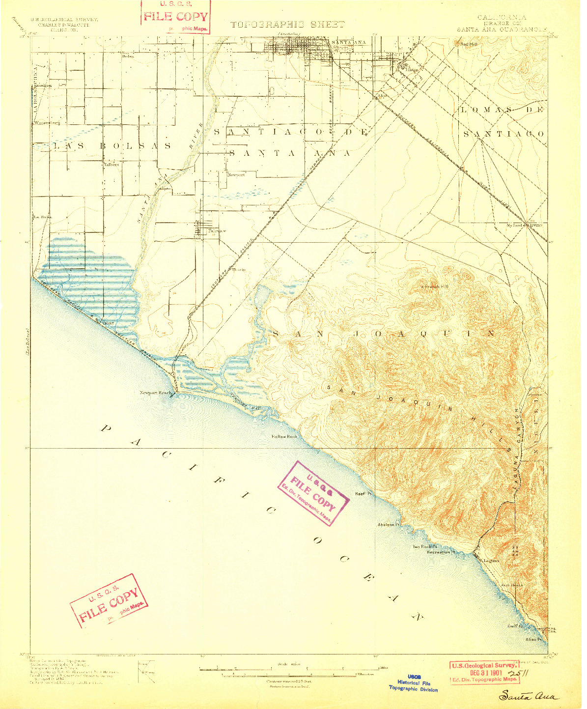 USGS 1:62500-SCALE QUADRANGLE FOR SANTA ANA, CA 1901