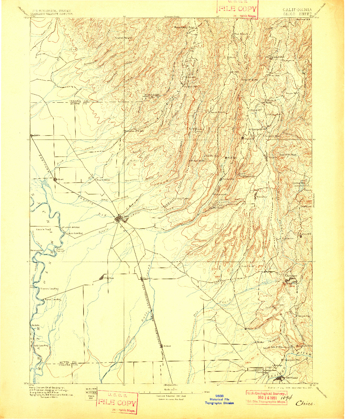 USGS 1:125000-SCALE QUADRANGLE FOR CHICO, CA 1895