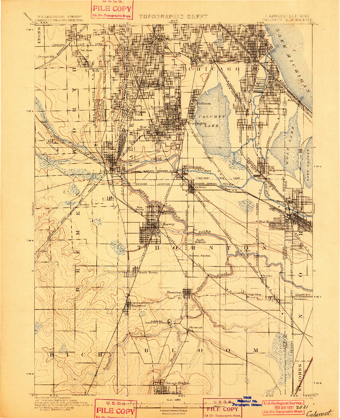 USGS 1:62500-SCALE QUADRANGLE FOR CALUMET, IL 1901