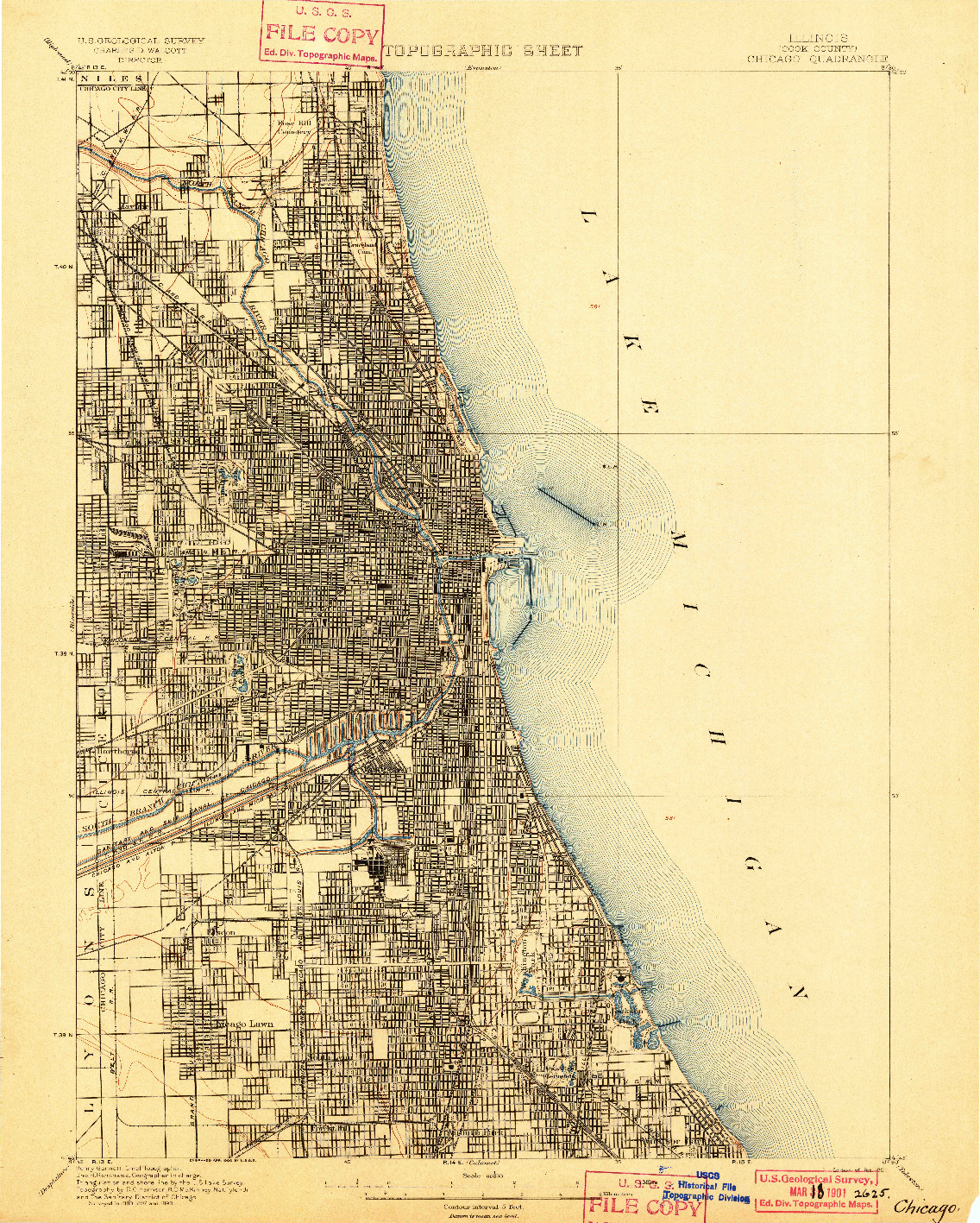 USGS 1:62500-SCALE QUADRANGLE FOR CHICAGO, IL 1901