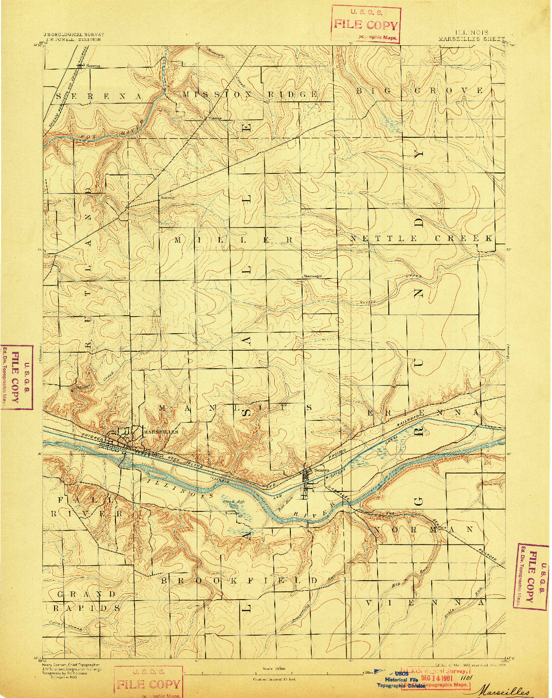 USGS 1:62500-SCALE QUADRANGLE FOR MARSEILLES, IL 1892