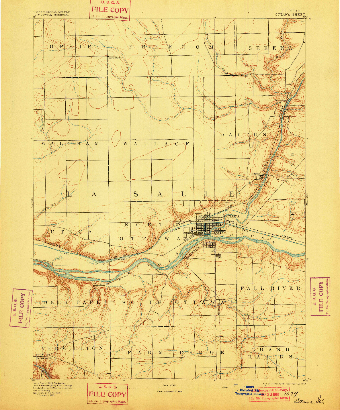 USGS 1:62500-SCALE QUADRANGLE FOR OTTAWA, IL 1892