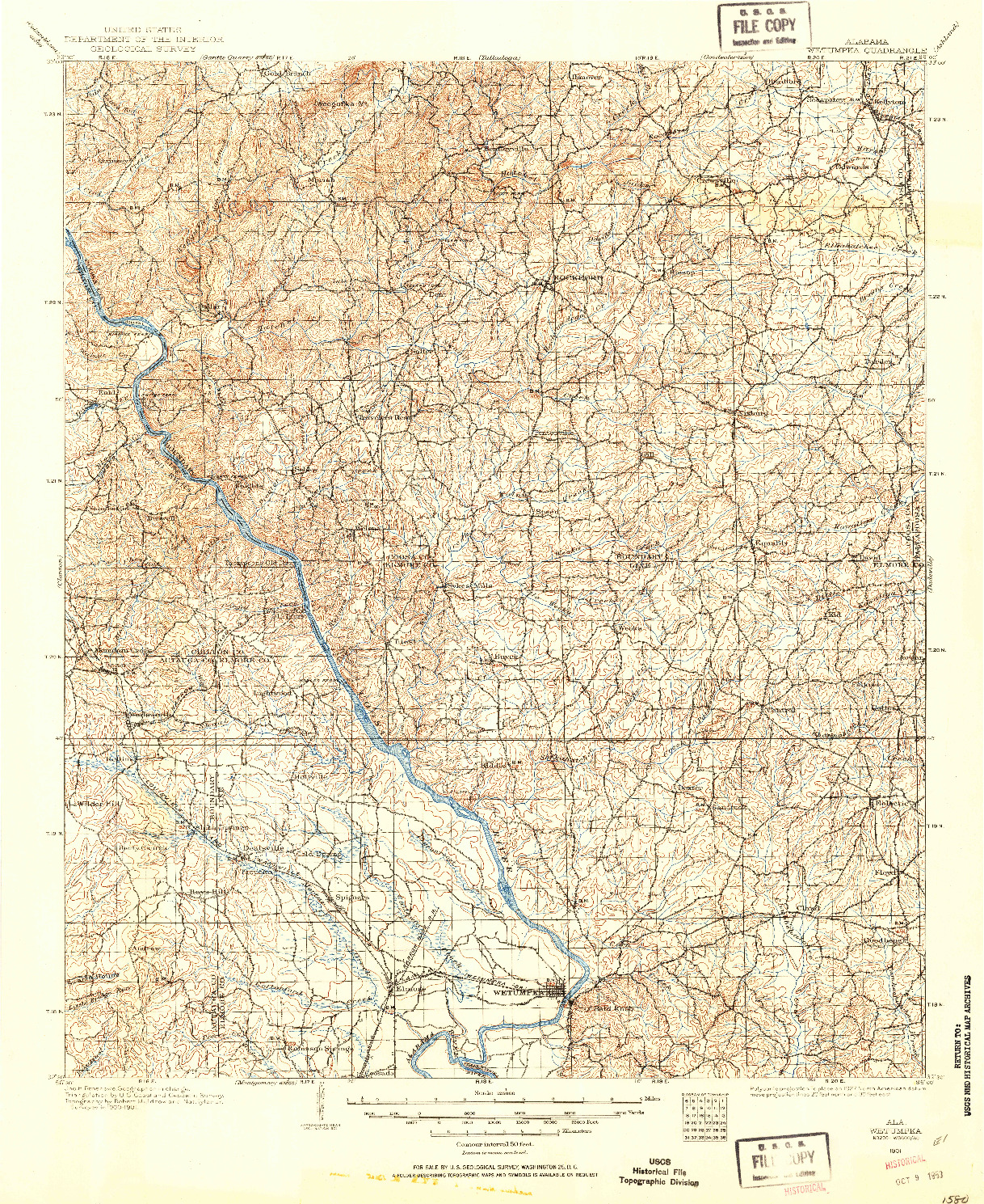 USGS 1:62500-SCALE QUADRANGLE FOR WETUMPKA, AL 1901