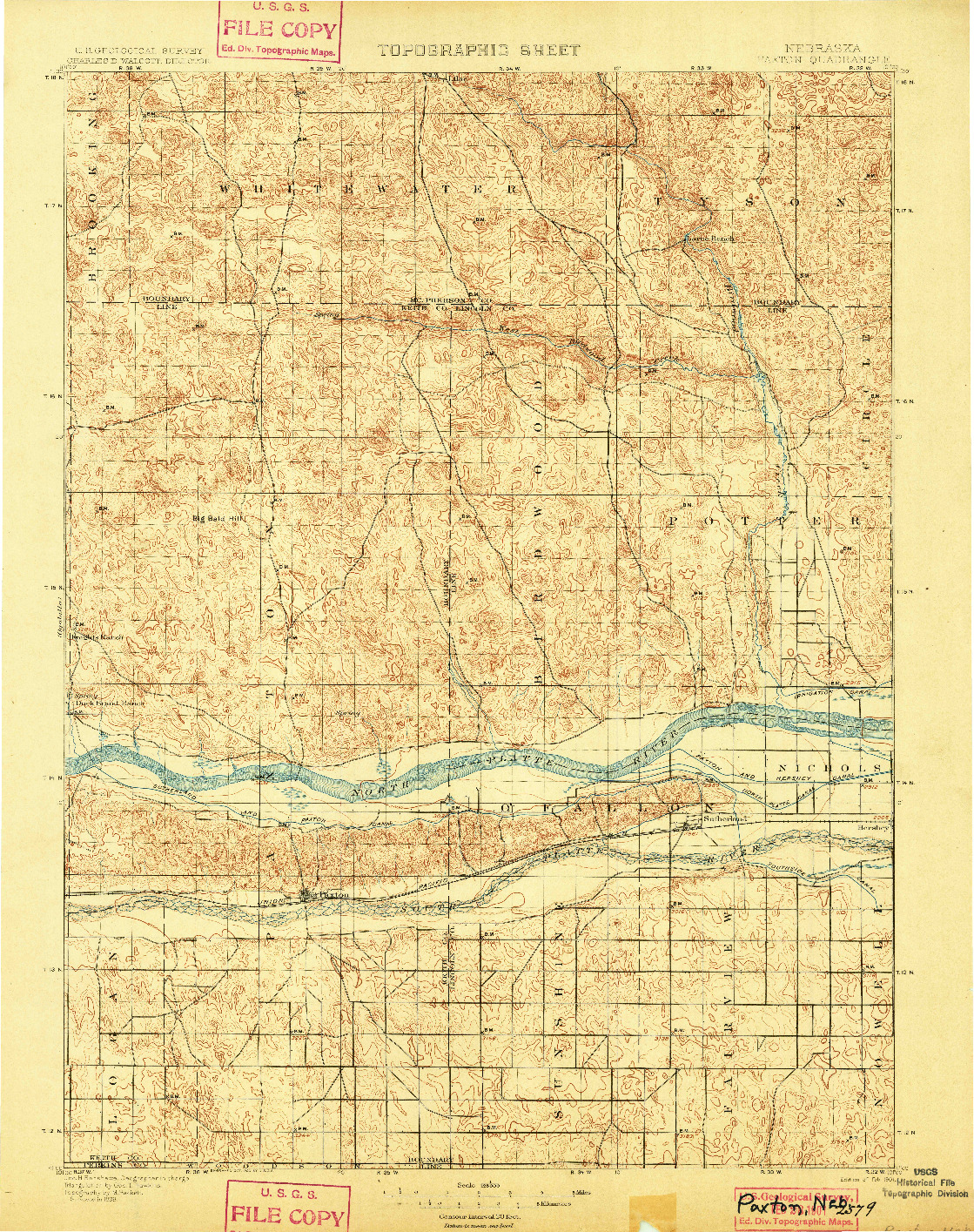 USGS 1:125000-SCALE QUADRANGLE FOR PAXTON, NE 1901