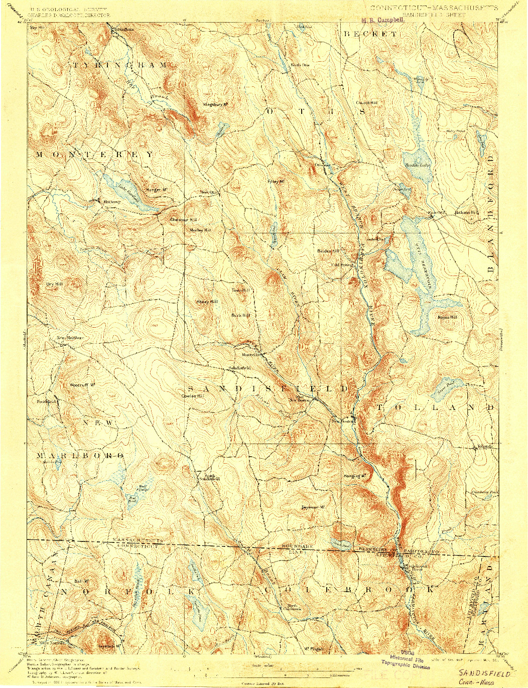 USGS 1:62500-SCALE QUADRANGLE FOR SANDISFIELD, CT 1897