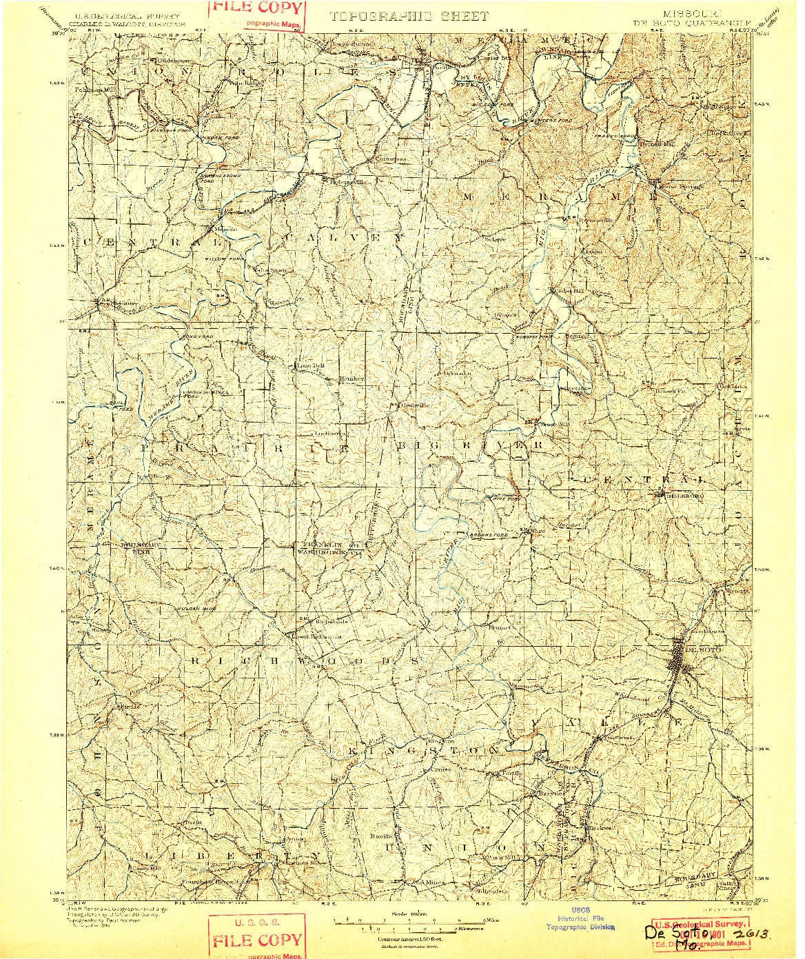 USGS 1:125000-SCALE QUADRANGLE FOR DE SOTO, MO 1901