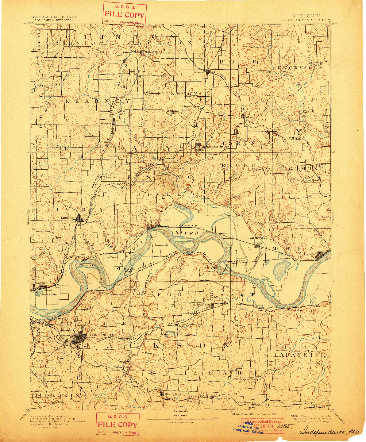 USGS 1:125000-SCALE QUADRANGLE FOR INDEPENDENCE, MO 1894