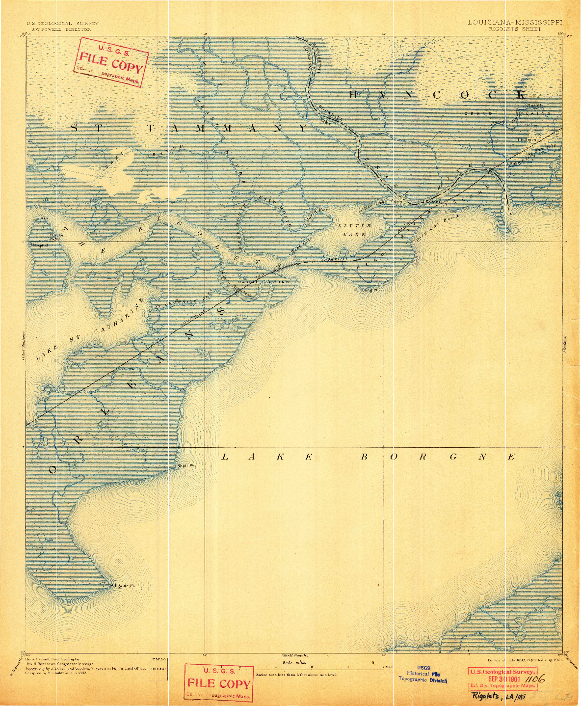 USGS 1:62500-SCALE QUADRANGLE FOR RIGOLETS, LA 1893