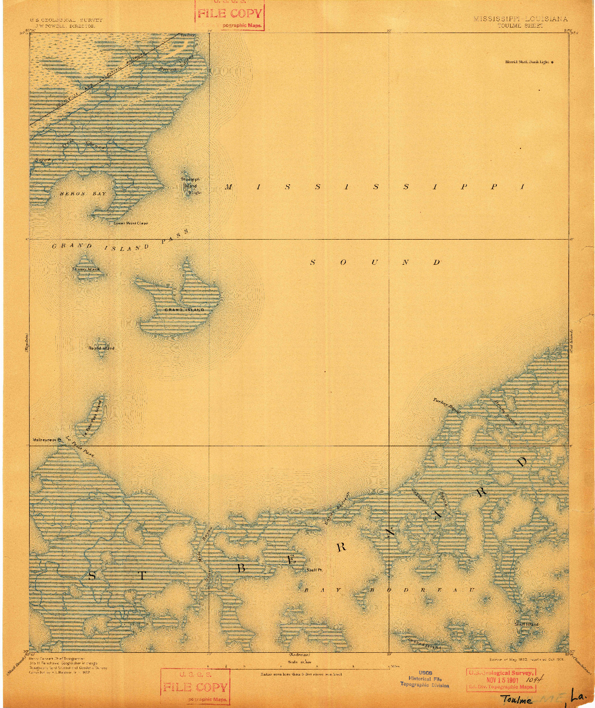 USGS 1:62500-SCALE QUADRANGLE FOR TOULME, MS 1893